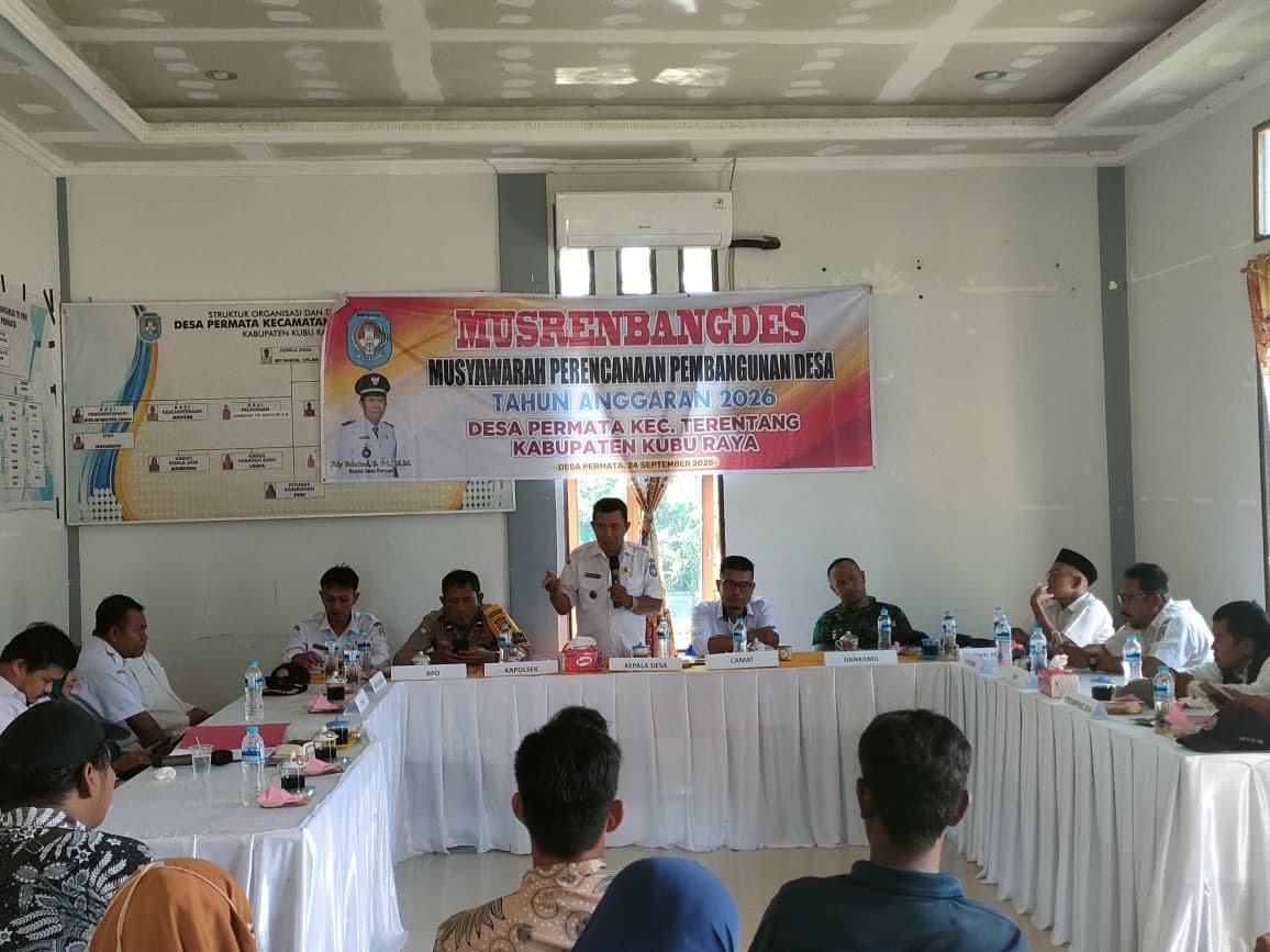Camat Terentang Hadiri Musrenbangdes Desa Permata, Dukung Pembangunan Berbasis Aspirasi Warga